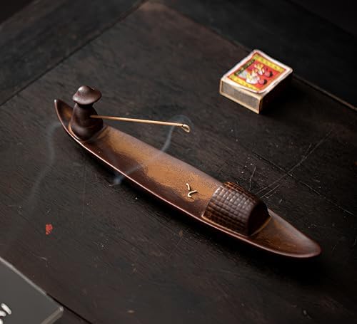 Incense Stick Holder, Incense Holder for Insence Sticks, Tray for Incense Ash, Ceramic Crafts, Chinese Classical Boat Design, Home Décor, Best for Meditation, Yoga, Home, Office - Image 5