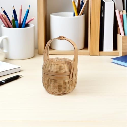 LABRIMP Handmade Small Woven Basket with Handle, Mini Handwoven Storage Organizer 15cm×8cm for Home Decor and Favors - Image 6