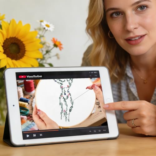 Easy Flower Embroidery Kits for Adults Beginners, Embroidery Starter Kits, Woman Floral Stamped Cross Stitch Kits Needlepoint Kits for Beginners Adults, Embroidery Hoop, Thread, Fabric, Video Tutorial - Image 2