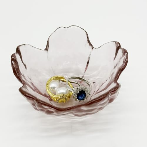 Flower Ring Dish Jewelry Tray, Glass Jewelry Dish Tray, Aesthetic Room Decor Small Trinket Dish, Nightstand Jewlery Ring Holder Dish, Bathroom Jewelry Plate Bowl for Rings Earrings Gift (Light Purple) - Image 2