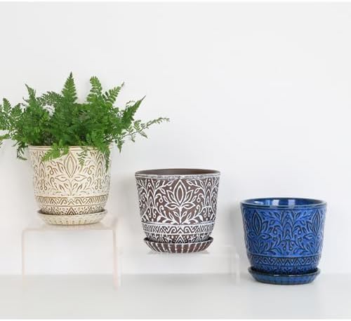 Gepege Ceramic Plant Pots, 6 Inch Indoor Planters with Drainage & Saucers - Image 6