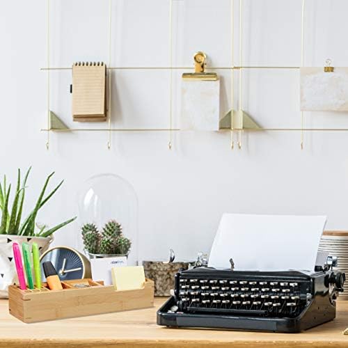 Relaxdays Bamboo Desk Organiser, 11 Compartment Storage Box, Office Stationery Stand HxWxD: 6 x 32 x 7 cm, Natural - Image 2