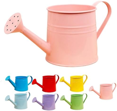 Small Watering Can, 1L Metal Flower Garden Watering Can, Gardening Tool Accessories for Outdoor Indoor Plants Lawn (Pink) by Unknown