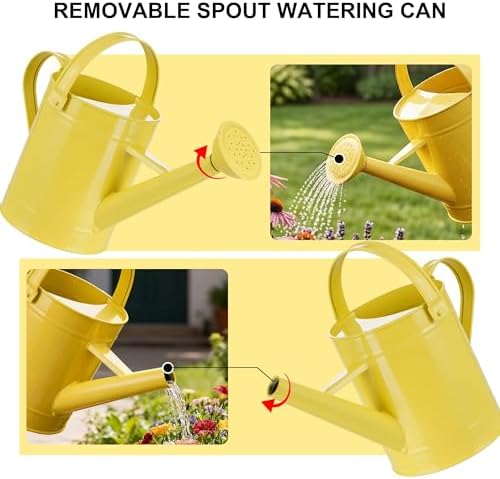 Topadorn 55 oz Metal Watering Can with Long Spout for Indoor Plants, Yellow - Image 6