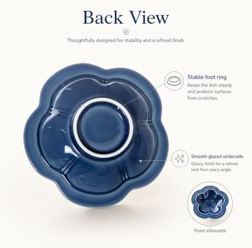 Blue Flower Ceramic Jewelry Dish Tray, Blue Wabi-Sabi Flower Trinket Tray, Glazed Ring Holder Organizer for Earrings Necklace Keys, Minimalist Vanity Decor Catchall Dish, Gift for Women - Image 6