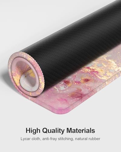 Auhoahsil Large Mouse Pad with Wrist Rests for Keyboard & Mouse, Thick Soft Ergonomic Memory Foam Wrist Supports, Big & Long Desk Mat 35.5 x 15.7 in, for Office Gaming Computer, Pink Gold Marble - Image 6