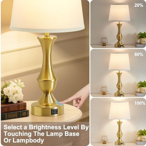 Luvkczc 22" Gold Table Lamps Set of 2 - Modern Luxury Bedside Lamps - Image 6
