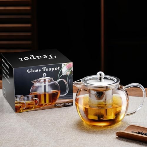 PARACITY Glass Teapot for Stovetop, 50 oz Clear Tea Kettle with Infuser - Image 7