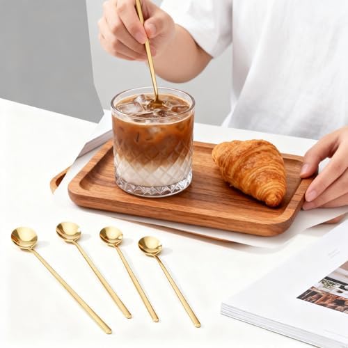 6 PCS Gold Coffee/Tea Spoon Set, 6.7 Inches Long Handle 304 Stainless Steel Espresso Spoon, Ice Tea Stirring Utensil, Durable Coffee Bar Accessory for Home and Café - Image 6