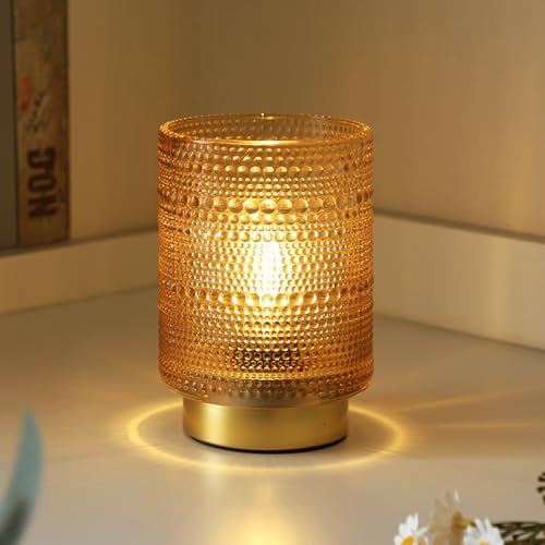 Battery Operated Decorative Lamp with Timer for Bedside/Bookshelf Decor,Cordless Small Accent Table Lamp with LED Warm Bulb for Nightstand/Entryway/Coffee Table/Office Cubicle/Dorm Room Decor(Gold) by Ularoom