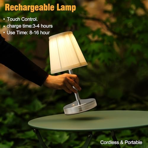 3000 mah Battery lamp,5W LED Small Touch Lamps,3 Color Temperature Dimmable Rechargeable Lamp,Cordless Lamp for Kitchen,Mini Lamps for Small Spaces (Chrome) - Image 6