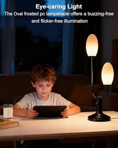 Lightdot Mid Century Modern Table Lamp Vintage Black Dimmable Plug in - Image 4