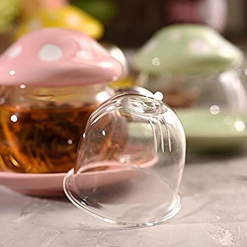 Glass Teacup Mushroom Shape Teacup Saucer Set Coffee Mug with Filter Cup - Image 7