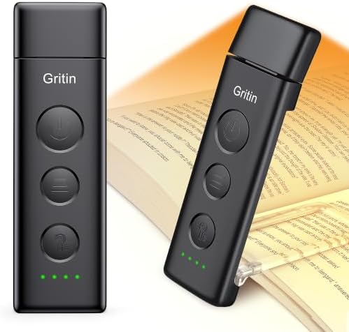 Gritin Book Light Rechargeable, Clip on LED Reading Light for Books in Bed by Gritin