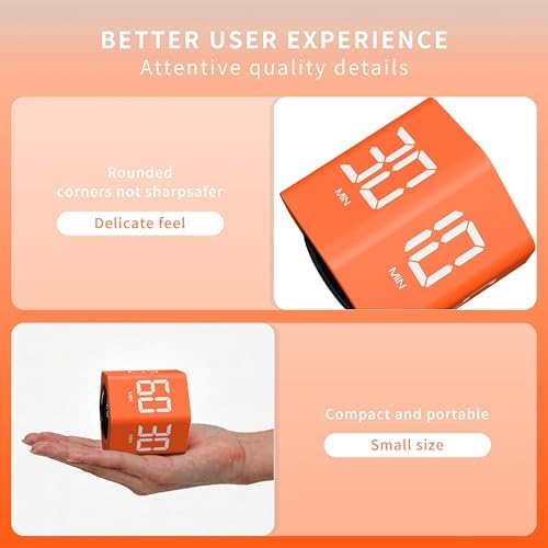 Productivity Cube Timer, 1/5/10/30/60 Minute Presets, Luxe Orange - Image 6