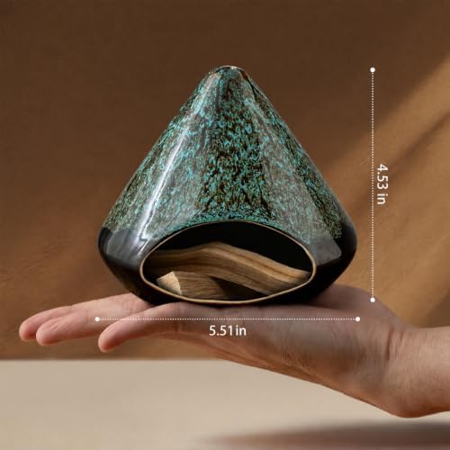 Handcrafted Ceramic Palo Santo Holder –Artistic Incense Burner for Meditation, Mindfulness & Zen Home Decor – Wabi-Sabi Style Cone Sculpture, Relaxation & Aromatherapy-Gift for Yoga (Viridis) - Image 3