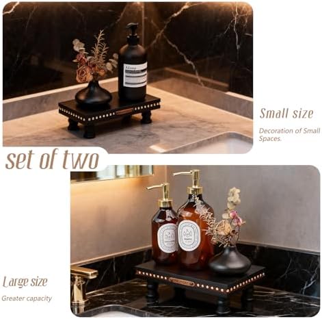 Bathroom Tray Pedestal Stand, Waterproof Wood Riser for Bathroom Counter - Image 3