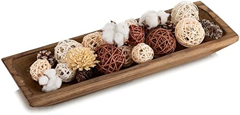 Hanobe Large Wood Decorative Dough Bowl for Coffee Table Decor, 19.6" Brown by Hanobe