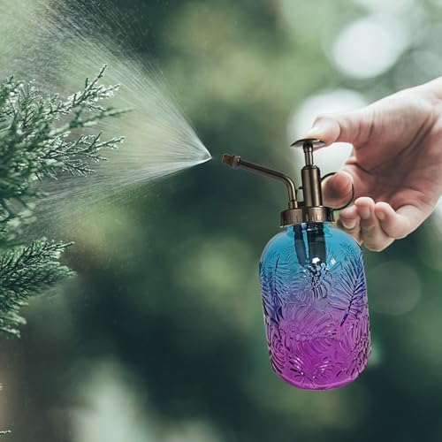 Spray Bottle for Plants, Plant Mister Spray Bottle, Glass Plant Mister Spray Bottle, Embossed Vintage Glass Watering Can, Succulent Watering Bottle with Top Pump for Outdoor (PP) - Image 3