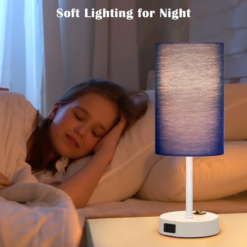 ZJOJO Blue Table Lamp Set of 2, 13.8" Small Lamp for Bedroom Nightstand - Image 5