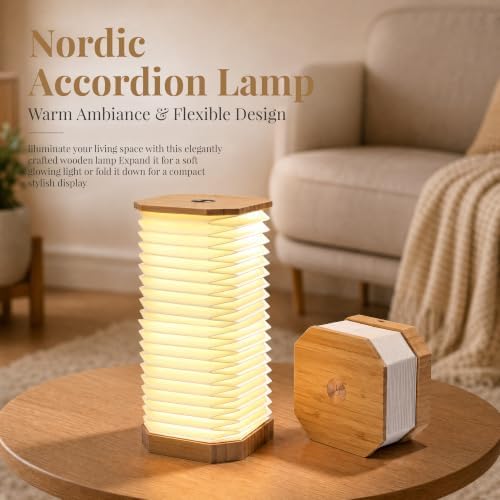 Vertical Accordion Bedside Table Lamp,Japanese Gifts Paper Lights - Image 3