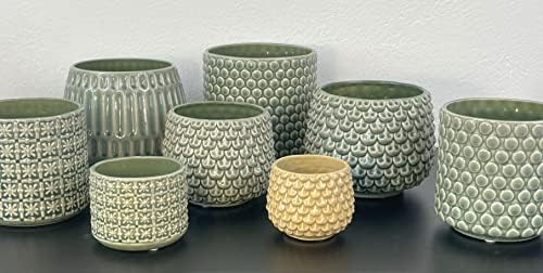 Nordring Stoneware Flower Pot – 6’’ Grey Planter with Polka Dots – Modern Ceramic Pot with Crackle Glaze – No Drainage Holes – Holds 5’’ Indoor Plant - Image 6