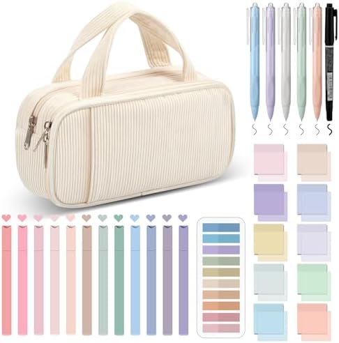 Jutom 39 Pcs Aesthetic Book Annotation Kit,White,Classic Style by Jutom