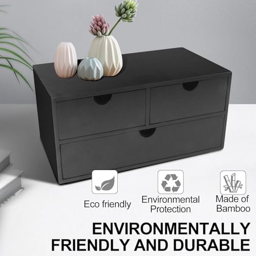 Charmewooden Bamboo Desk Organizer With Drawers Countertop Drawers Counter Storage Box Corner Desk Organizer for Home Office No Assembly Required - Image 4