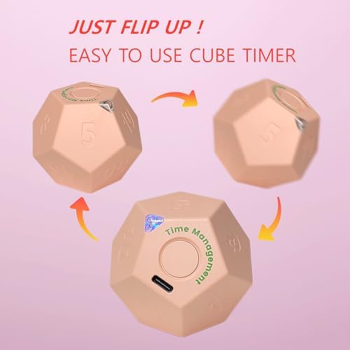 Cube Pomodoro Timer - Flip to Start Countdown, Rechargeable Mini Productivity Timer for Study, Office, 11 Preset Times, Silent/Vibration, Time Management Tool for Kids & ADHD (Pink) - Image 2