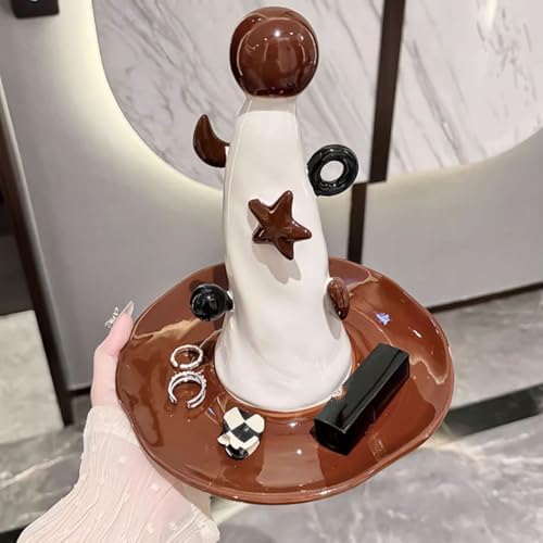 Witch's hat Ring Holder,Ring Dish,Jewelry Holder Trinket Tray for Rings Earrings Necklace Organizer,Bridesmaid Christmas Birthday Gift for Women Girls(Black) - Image 4