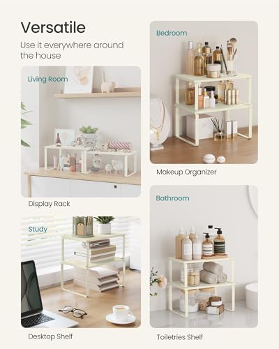 SONGMICS Cabinet Organizer Shelf, Set of 2 Spice Rack, Kitchen Storage - Image 5