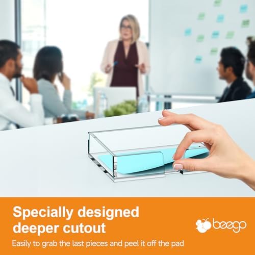 BEEGO Sticky Note Organizer - 4x6 in Crystal Clear Acrylic Notepad Holder & Dispenser for Dorm Room Office Desk Organization - Image 5