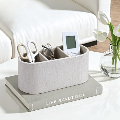Remote Control Holder Pen Pencil Holder Desk Organizer Caddy(Linen) - Image 5
