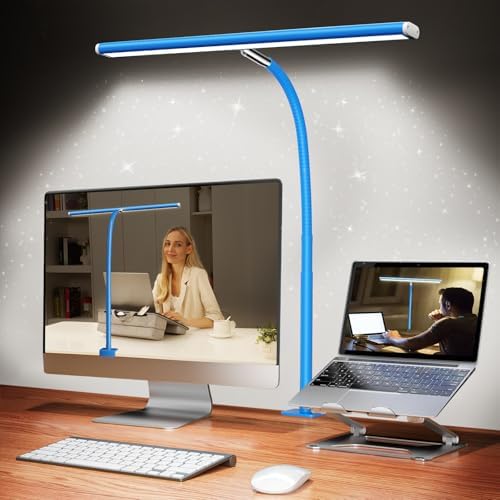 Airlonv LED Desk Lamp with Clamp, 17" Stepless Dimming Light, Blue by Airlonv