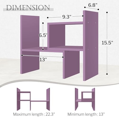 Jerry & Maggie Desktop Organizer Office Storage Rack Adjustable Wood Display Shelf Birthday Gifts Toy Home Decor Free Style Rotation Display True Natural Stand Shelf (Violet) - Image 4