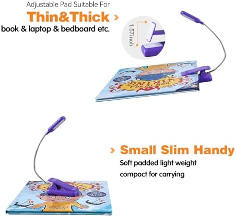 VAVOFO Rechargeable Book Light for Reading in Bed Kids, 7 LED Reading Light with 9-Level Warm Cool White Daylight, Eye Care Lamp with Power Indicator for Bookworms (Dark Purple) - Image 4