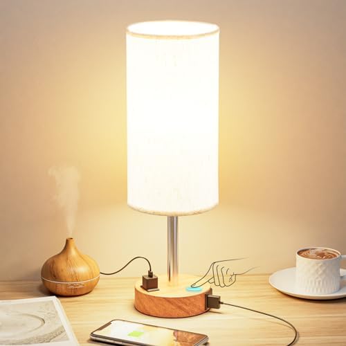 Fenmzee Bedside Table Lamp for Bedroom - Dimmable Touch, USB A+C, AC Outlet by Fenmzeelighting