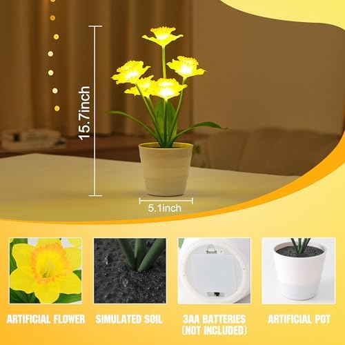 Artificial Daffodil Flower Night Light Gifts for Women Mom Grandma - Image 2