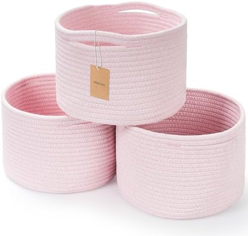3 Pack Small Rope Storage Baskets, 9.82×9.82×7.1", Pink by MaxuniTechLife