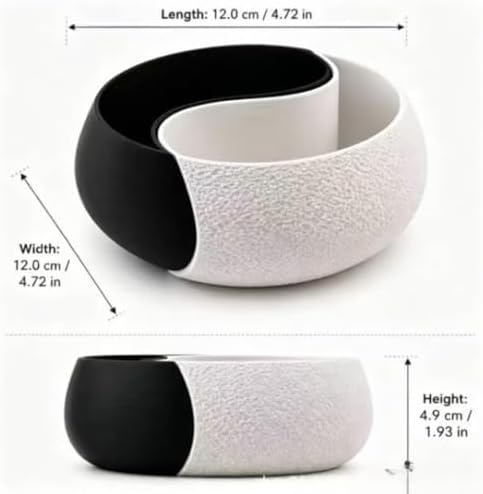 Yin-Yang Catch-All Tray - Black & White Ceramic Organizer | Zen Desk Decor - Image 5