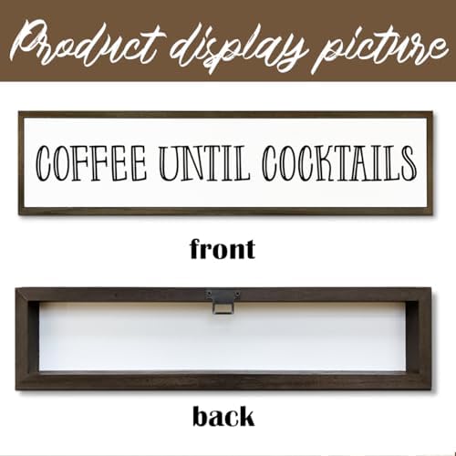 Coffees Wood Sign, Coffees Wood Decoration, Farmhouse Home Kitchen Decor, Rustic Coffee Bar Decors, Wall Decor Art, Coffee Until Cocktails Sign, 17.8x4x1.2 inches - Image 3