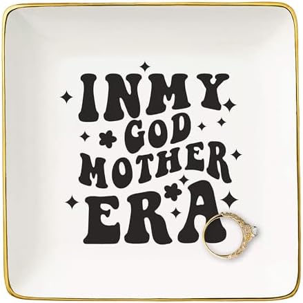 NZY Godmother Proposal Gift for Women-Mother's Day,Christmas,Birthday Gift for Godmom from Godchild-Ceramic Jewelry Tray Trinket Holder Ring Dish-In My Godmother Era by NZY