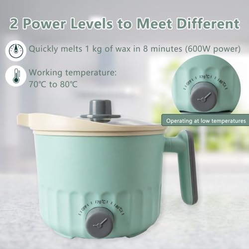 GUILOPOER Wax Melter with Pour Spout, Candle Making Kit for Adult Beginners, 1.5L Large Capacity, for Making Candles and Soaps, Kit Includes Wax Melting Pot(Green) - Image 2