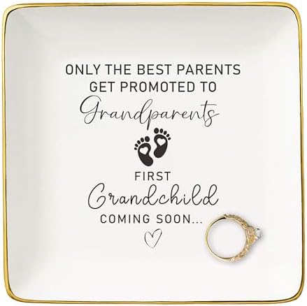 NZY First Time Grandparents-Jewelry Tray Christmas Gift for Woman-Pregnancy Announcement Gifts for Grandparents-First Newborn-New Baby Surprise-First Grandchild Coming Soon-Trinket Holder Ring Dish by NZY