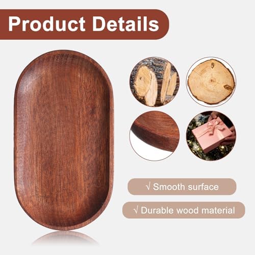 4 x 7.5 inch Small Solid Wood Serving Trays of Natural Ebony Wood with Edge, Mini Wooden Platters, Wood Counter Plates, Rectangle Wooden Trays Avoid Sliding and Spilling Food for Tea Coffee Kitchen - Image 5