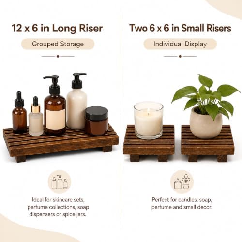 Klunk Wooden Risers, Wood Bathroom Tray & Kitchen Counter Riser, Set of 3 - Image 7