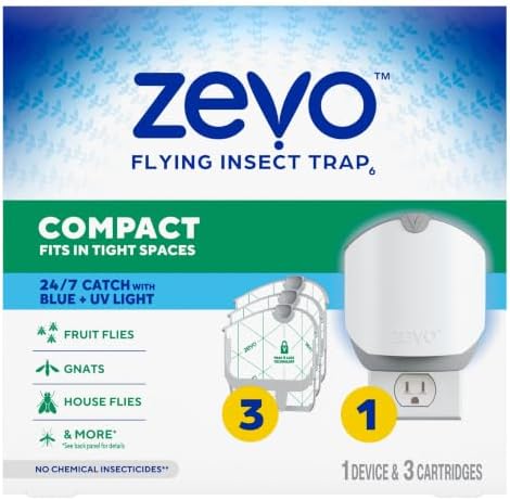 Zevo Compact Flying Insect Trap for Gnats & Fruit Flies, 1 Base & 3 Refills by Unknown