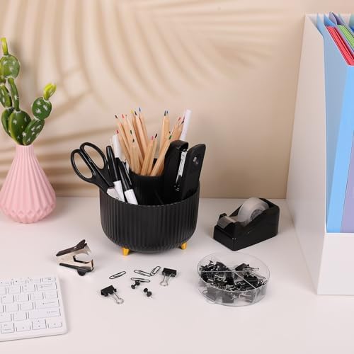 SKYDUE Black Office Supplies with Pencil Holder,Desk Accessories 11PCS - Image 5
