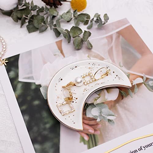 Soddeph Small Moon Ceramic Jewelry Dish Tray, Decorative Trinket Dish, Ring Holder Dish, Modern Accent Tray for Bathroom,Nightstand,Entryway Table, Vanity (1, black+white) - Image 4