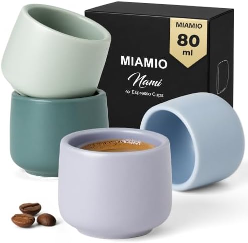 MIAMIO - Espresso Cups Set of 4, Ceramic (2.7 oz) - Nami (Pastel Coast) by MIAMIO